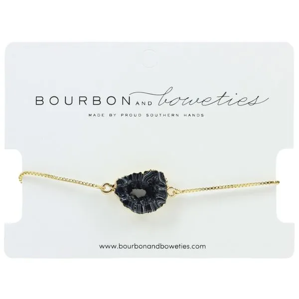 Black Geode Adjustable Bracelet in Yellow Gold Conti Jewelers Endwell, NY