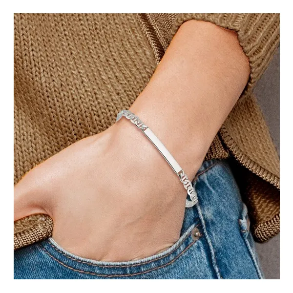 Engraveable Anchor Link ID Bracelet in Sterling Silver Image 2 Conti Jewelers Endwell, NY