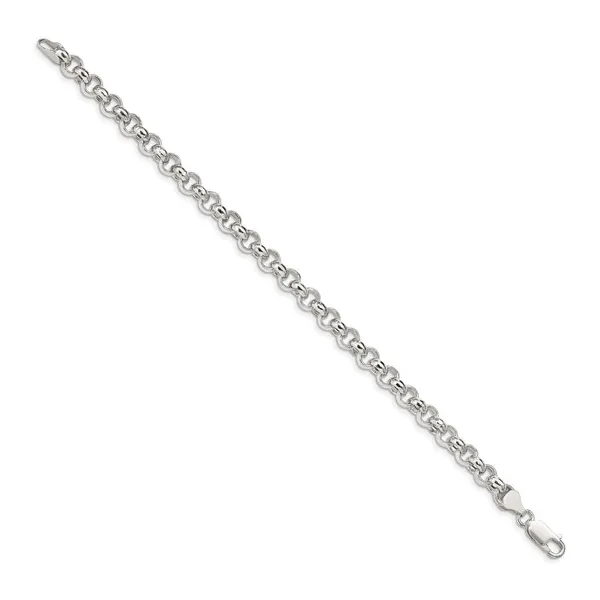6.5mm Semi-Solid Rolo Chain Link Bracelet in Sterling Silver 8