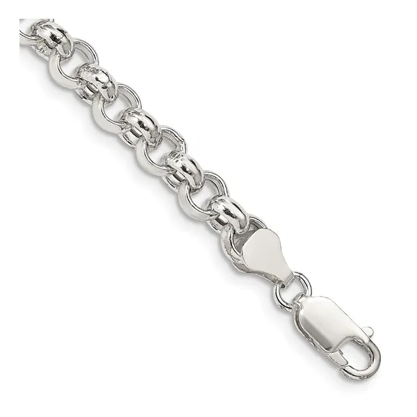 6.5mm Semi-Solid Rolo Chain Link Bracelet in Sterling Silver 8