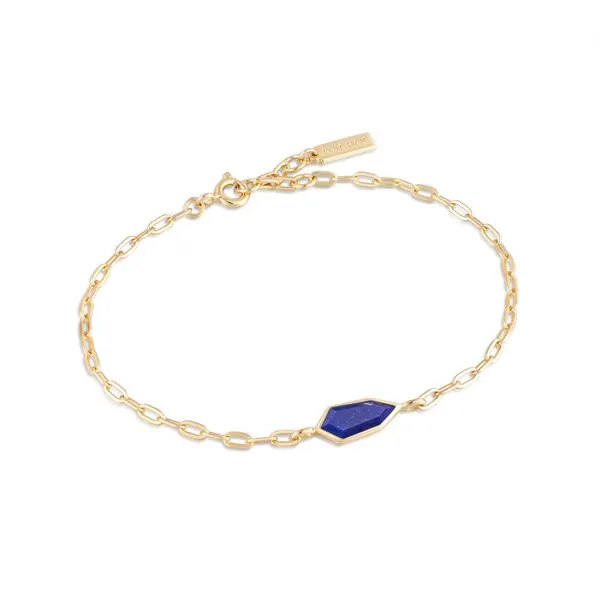Gold Lapis Emblem Chain Bracelet Conti Jewelers Endwell, NY