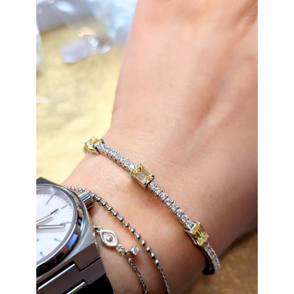 3.90 CTW Station Flexible Tennis Bracelet in Sterling Silver Image 2 Conti Jewelers Endwell, NY