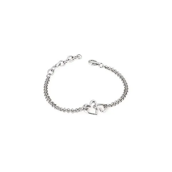 .01 Ctw. Diamond Double Heart Bracelet In Sterling Silver Conti Jewelers Endwell, NY