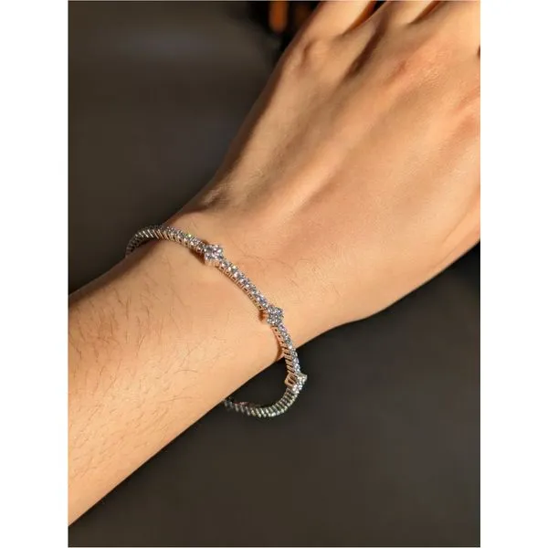 2.45 CTW Simulated Diamond Station Tennis Bracelet in Sterling Silver Image 2 Conti Jewelers Endwell, NY