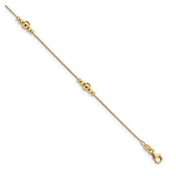 Beaded Station Anklet in Yellow-Gold Plated Sterling Silver Conti Jewelers Endwell, NY