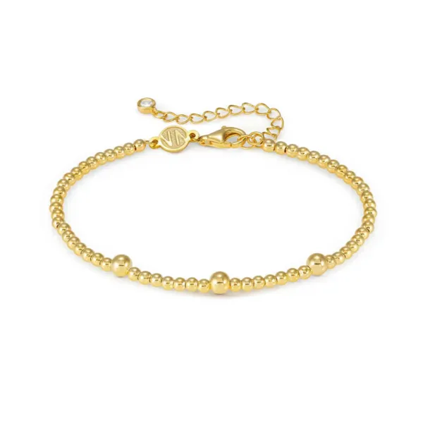 Beaded Bracelet in 18k Yellow Gold-Plated Sterling Silver Conti Jewelers Endwell, NY