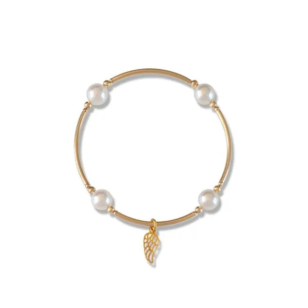 Smaller Bead Wing Charmed White Pearl Blessing Bracelet Conti Jewelers Endwell, NY