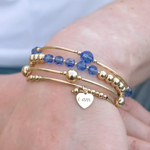 Gold-Filled September Sapphire Birthstone Blessing Bracelet Image 2 Conti Jewelers Endwell, NY