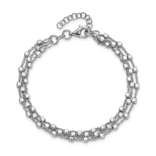 3-Strand Beaded Bracelet in Rhodium-Plated Sterling Silver Image 2 Conti Jewelers Endwell, NY