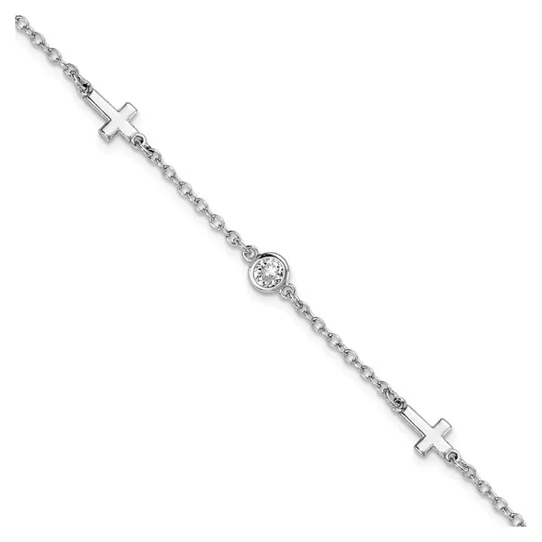 Cubic Zirconia Station Cross Bracelet in Sterling Silver Conti Jewelers Endwell, NY