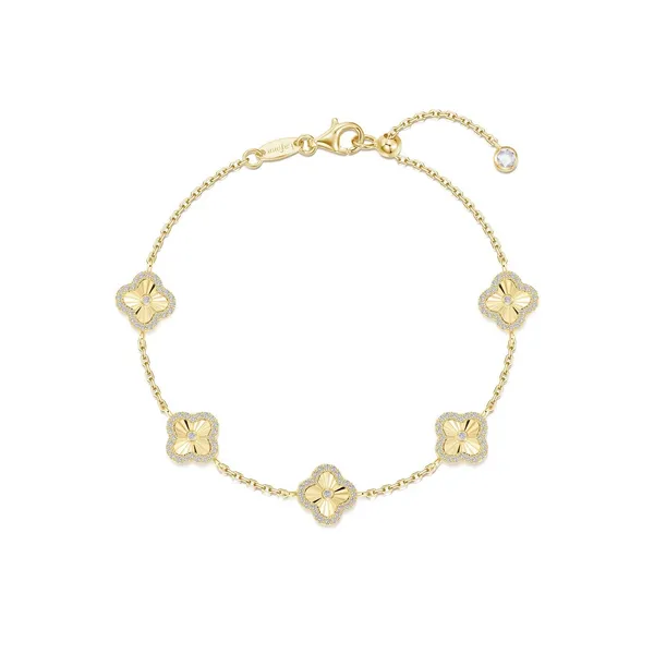 Diamond Cut Quatrefoil Bracelet in Sterling Silver and Yellow Gold Conti Jewelers Endwell, NY