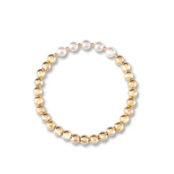 White Crystal Pearl June Blessing Bracelet in 14K Yellow Gold Fill Conti Jewelers Endwell, NY