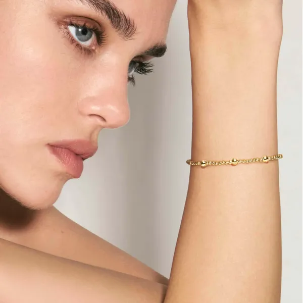 Beaded Bracelet in 18k Yellow Gold-Plated Sterling Silver Image 2 Conti Jewelers Endwell, NY