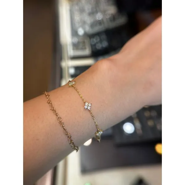 1.45 cttw. Simulated Diamond Trillium Station Bracelet in Sterling Silver and Yellow Gold Image 2 Conti Jewelers Endwell, NY