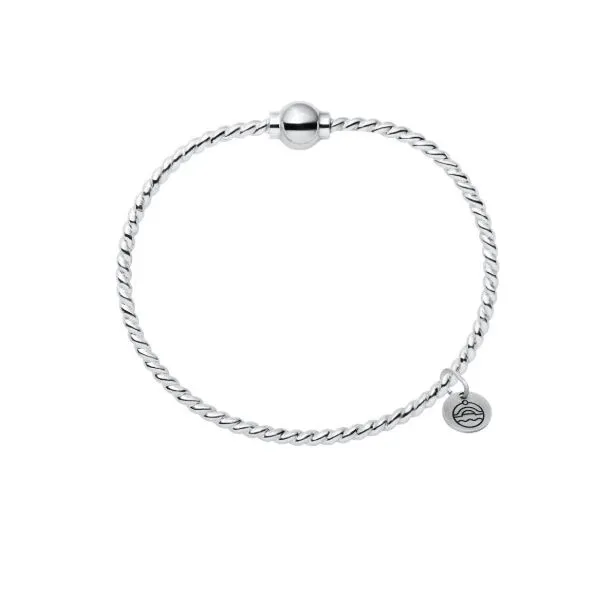 Cape Cod Twisted Wire Single Bead Bracelet in Sterling Silver, 6.5