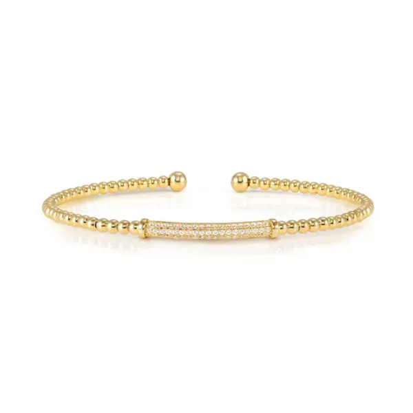 Cubic Zirconia Pave Bar Bangle in Yellow Gold Conti Jewelers Endwell, NY