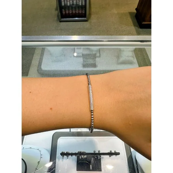 Cubic Zirconia Pave Bar Bangle in Sterling Silver Image 2 Conti Jewelers Endwell, NY