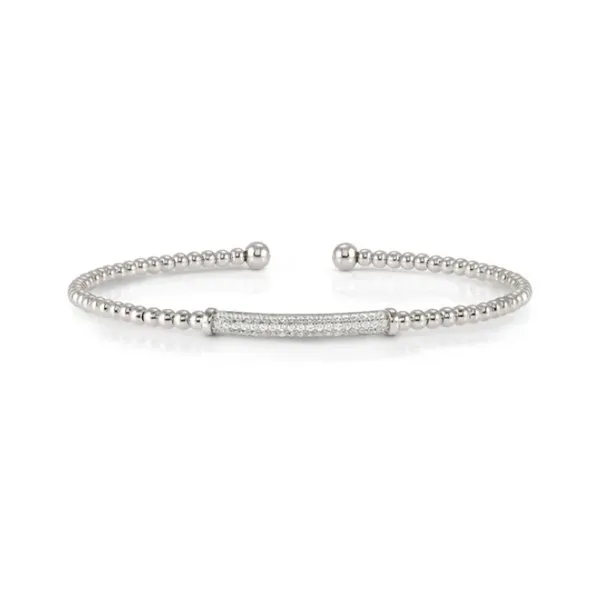 Cubic Zirconia Pave Bar Bangle in Sterling Silver Conti Jewelers Endwell, NY