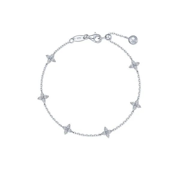 1.45 cttw. Simulated Diamond Trillium Station Bracelet in Sterling Silver and Platinum Conti Jewelers Endwell, NY