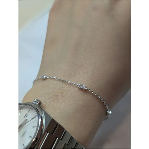 0.55 Simulated Diamond Station Bracelet in Sterling Silver and Platinum Image 2 Conti Jewelers Endwell, NY