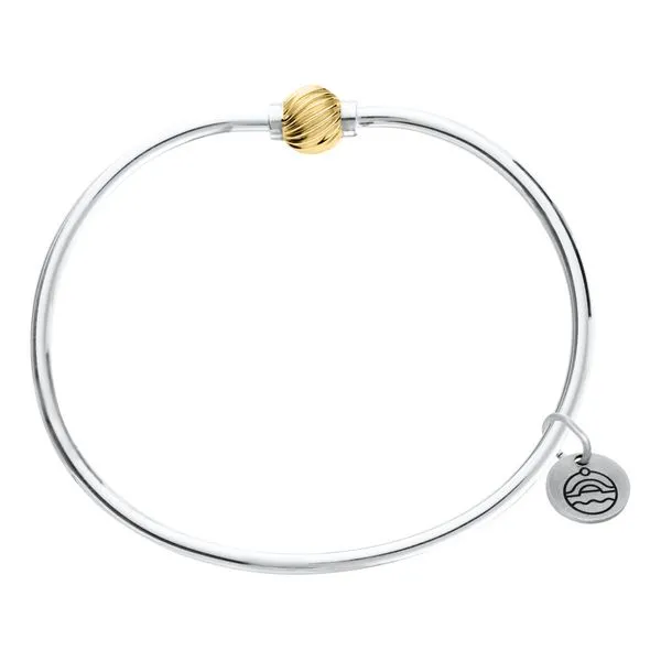 Cape Cod Bracelet in Sterling Silver with 14k Yellow Gold Swirl Bead, 6.5