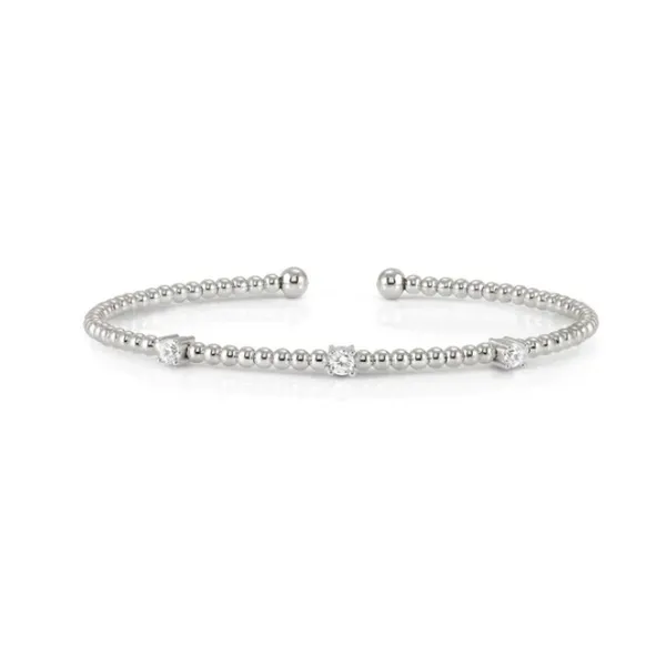 Three Cubic Zirconia Stone Bangle in Sterling Silver Conti Jewelers Endwell, NY