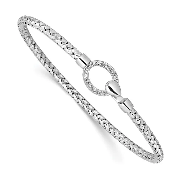 Sterling Silver CZ Braided Bracelet Bangle Conti Jewelers Endwell, NY