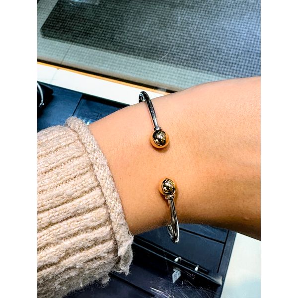 Cape Cod Cuff Bracelet in Sterling Silver & 14k Yellow Gold, 7.5" Image 2 Conti Jewelers Endwell, NY