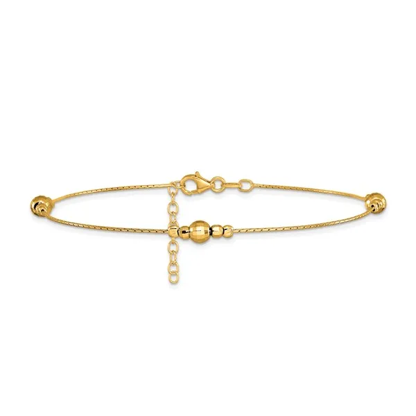 Beaded Station Anklet in Yellow-Gold Plated Sterling Silver Image 2 Conti Jewelers Endwell, NY