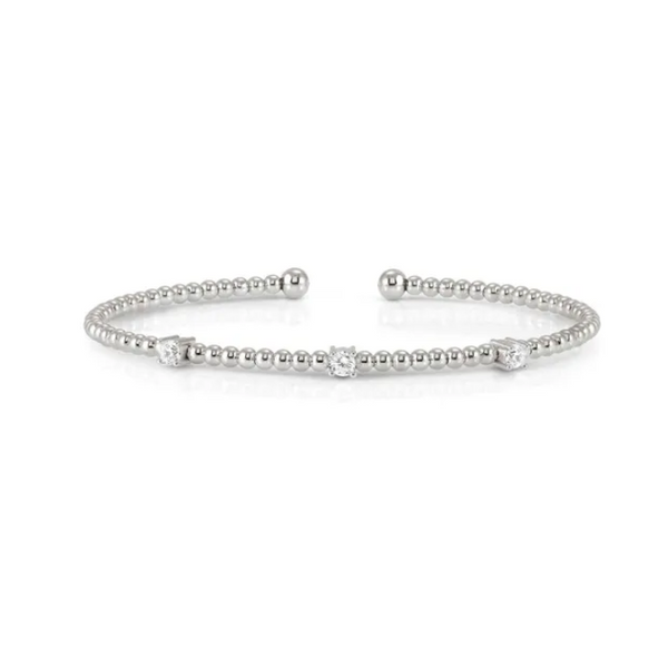 Three Cubic Zirconia Stone Bangle in Sterling Silver Conti Jewelers Endwell, NY