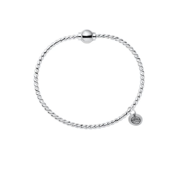 Cape Cod Twisted Wire Single Bead Bangle Bracelet in Sterling Silver, 7.5