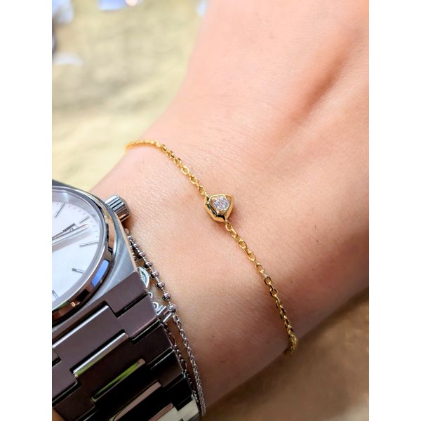 Gold Sparkling Tiny Shield Bracelet in Sterling Silver Image 3 Conti Jewelers Endwell, NY