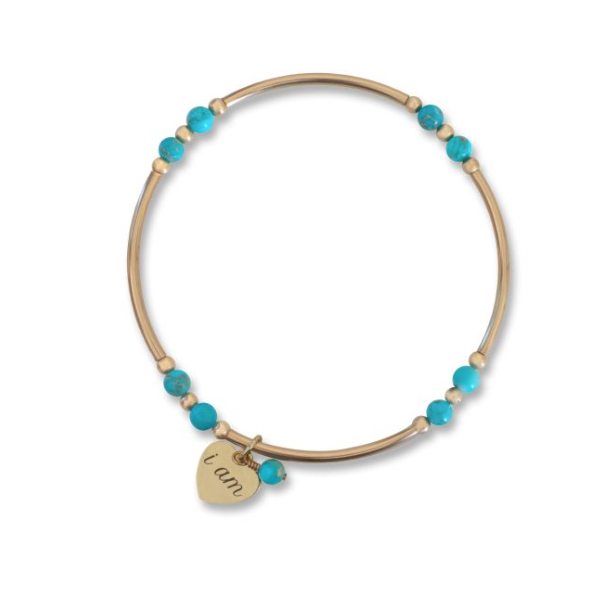 Blue Jasper Intentional Bracelet with Gold Links Conti Jewelers Endwell, NY