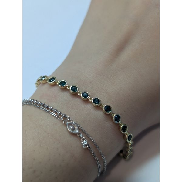 Emerald Bezel Station Bracelet in Sterling Silver Yellow Gold Image 2 Conti Jewelers Endwell, NY