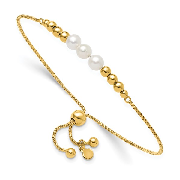 Sterling Silver Yellow Gold Plated Fresh Water Cultured Pearl Bolo Bracelet Conti Jewelers Endwell, NY