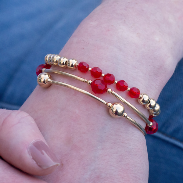 July Ruby Birthstone Blessing Bracelet in Yellow Gold Image 2 Conti Jewelers Endwell, NY