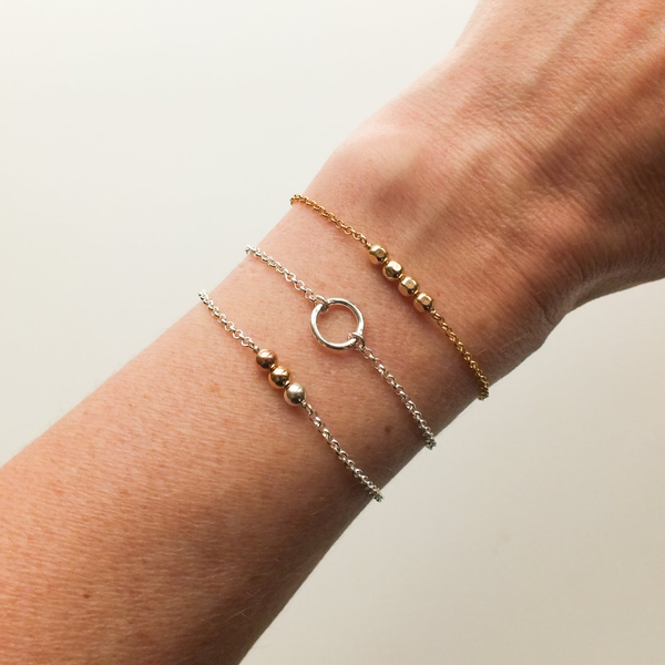 6.5"-7.5" adjustable SS/14k YGF/14k RGF Three Things Bracelet Image 2 Conti Jewelers Endwell, NY