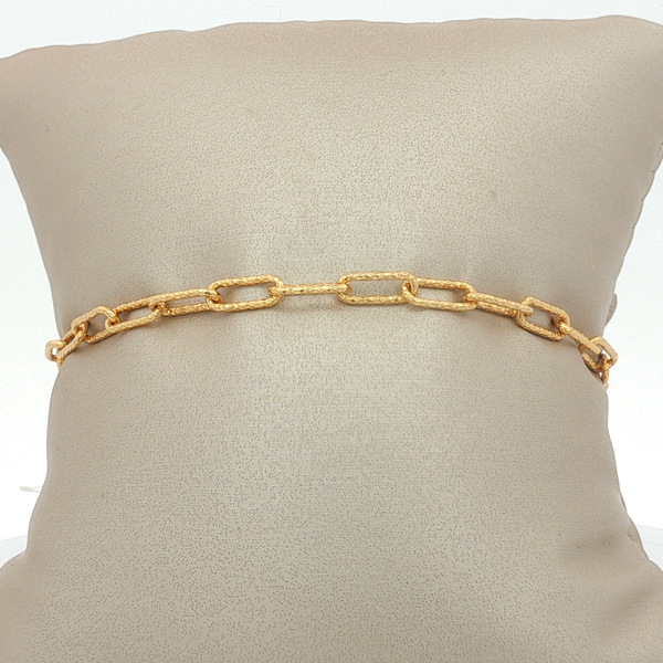 Textured Paperclip Link Bracelet in Sterling Silver Yellow Gold Conti Jewelers Endwell, NY