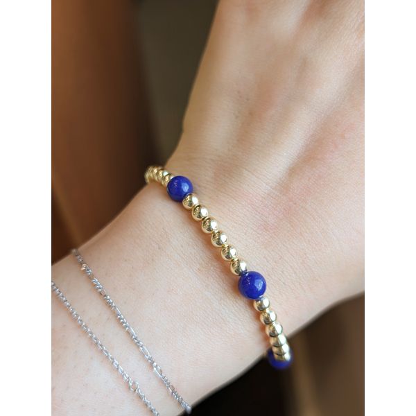 7.25" Lexi Stretch Bracelet in Royal Blue & Gold Image 2 Conti Jewelers Endwell, NY