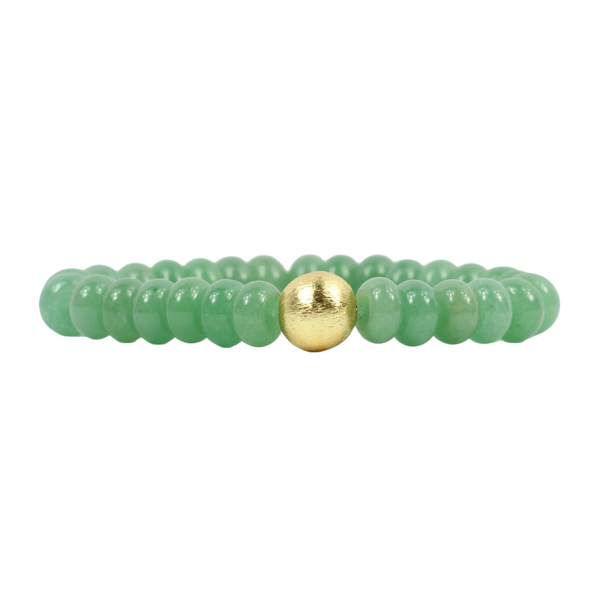 Green Slice Stretch Bracelet with Gold toned Ball Conti Jewelers Endwell, NY