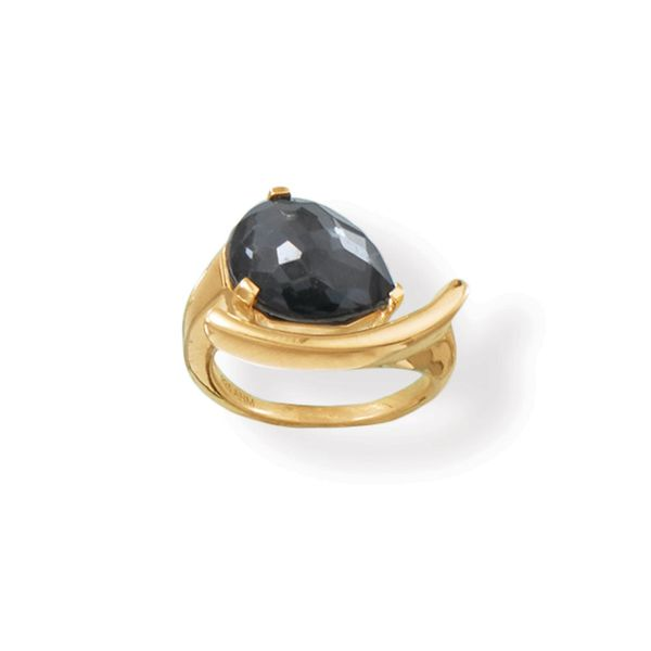 14 Karat Gold Plated Hematite and Quartz Ellipse Ring Conti Jewelers Endwell, NY