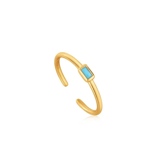 Turquoise Gold Band Adjustable Ring Conti Jewelers Endwell, NY