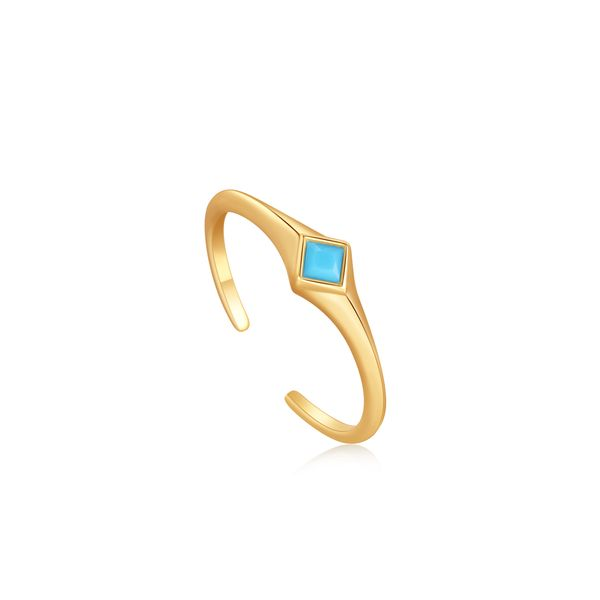 Turquoise Mini Signet Gold Adjustable Ring Conti Jewelers Endwell, NY