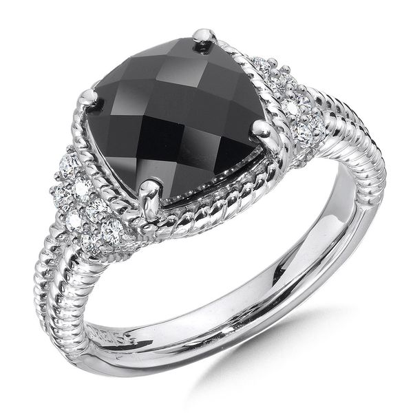 Sterling Silver, Black Onyx and Diamond Ring Conti Jewelers Endwell, NY