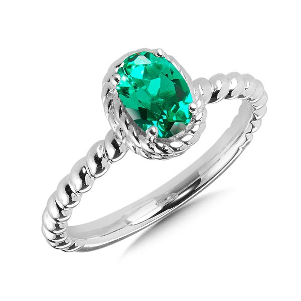 Lab-Grown Emerald Birthstone Ring in Sterling Silver Conti Jewelers Endwell, NY