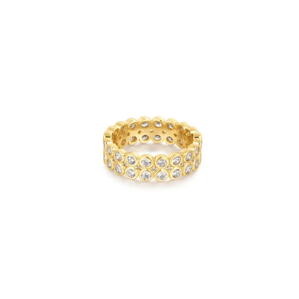 Double Row Bezel Ring in Yellow Gold Conti Jewelers Endwell, NY