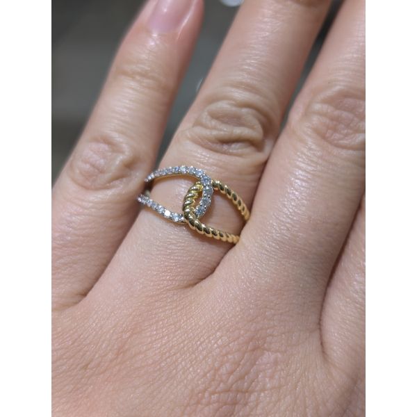 1/3 Ctw. Simulated Diamond Lover's Knot Ring in Sterling Silver Yellow Gold Image 2 Conti Jewelers Endwell, NY