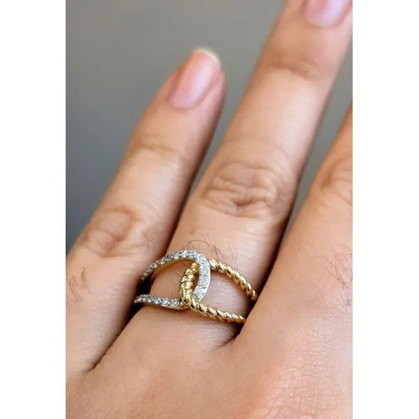 1/3 Ctw. Simulated Diamond Lover's Knot Ring in Yellow Gold Image 2 Conti Jewelers Endwell, NY