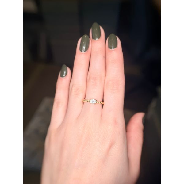 SS Yellow Gold Plated Woven Oval Solitaire Ring Image 2 Conti Jewelers Endwell, NY