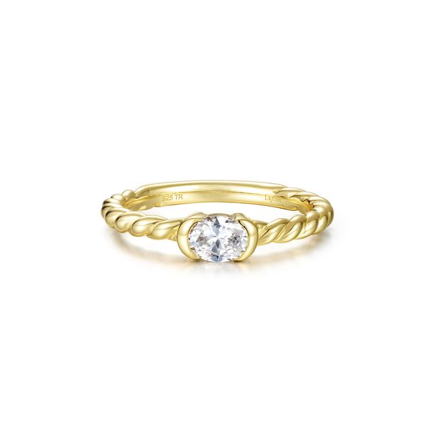 SS Yellow Gold Plated Woven Oval Solitaire Ring Conti Jewelers Endwell, NY
